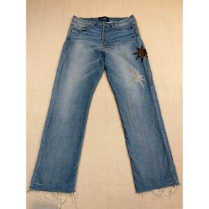 Lost Daze | Star Patch‎ Selvedge Blue Jeans Raw Hem | Men's 34